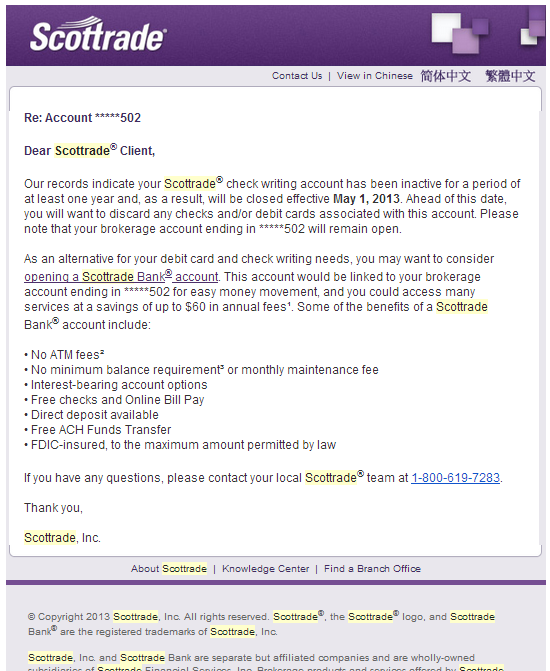 Scottrade Forcing Customer to Use Scottrade Bank